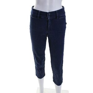 Agnes B Womens Cotton Denim Low Rise Straight Leg Capri Jeans Dark Blue Size 36